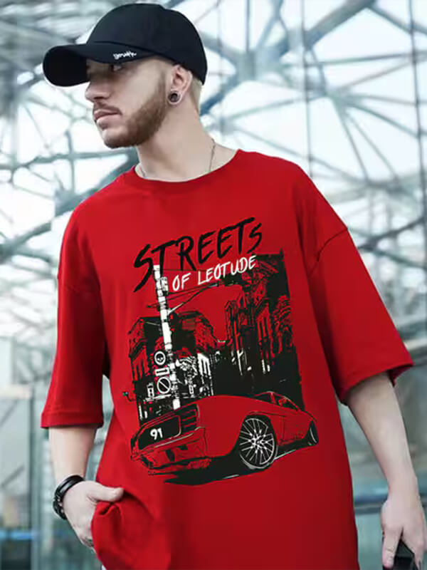 Oversized Anime Graphic Tee — Blue